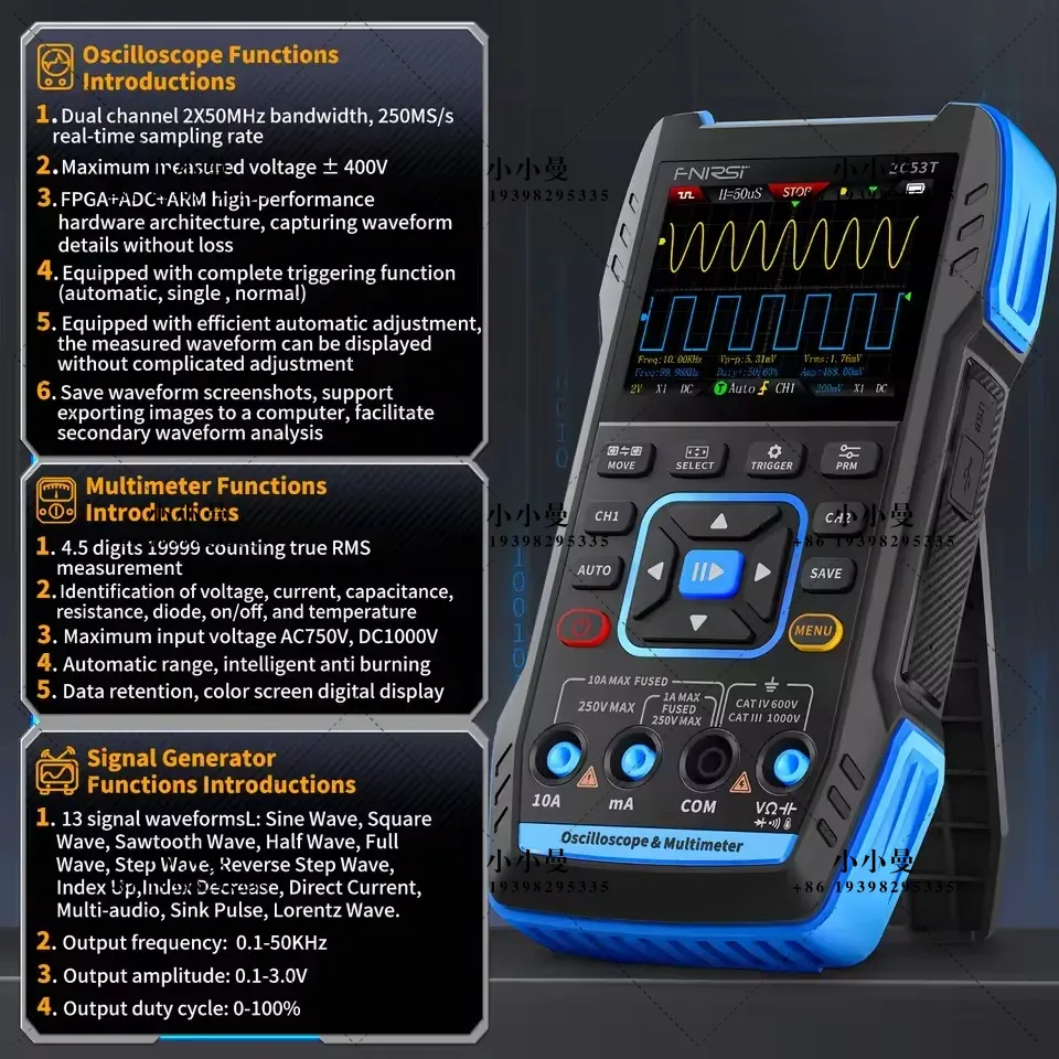 FNIRSI 2C23T10MHz, 2C53T 50MHz - Fnirsi Digital Oscilloscope Handheld avis et prix
